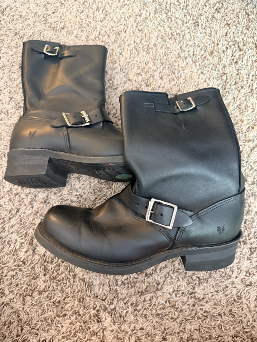 Frye Black Leather heavy duty biker boots